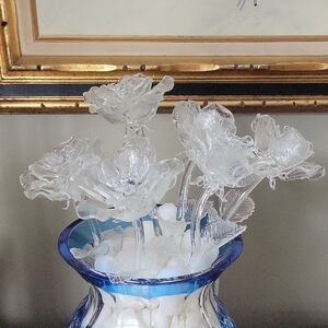 WATERFORD FLEUROLOGY 15" CLEAR CRYSTAL SINGLE ROSE, LIKE NEW WITH BOX